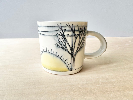 Trees & Powerlines w/Sun & Birds Mug (10 oz)