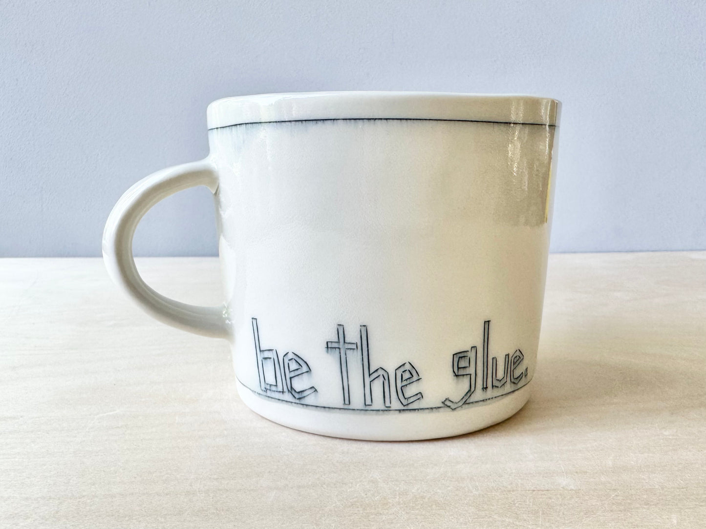 "Be the glue, the light will shine thru" Extra Large Mug (32 oz)