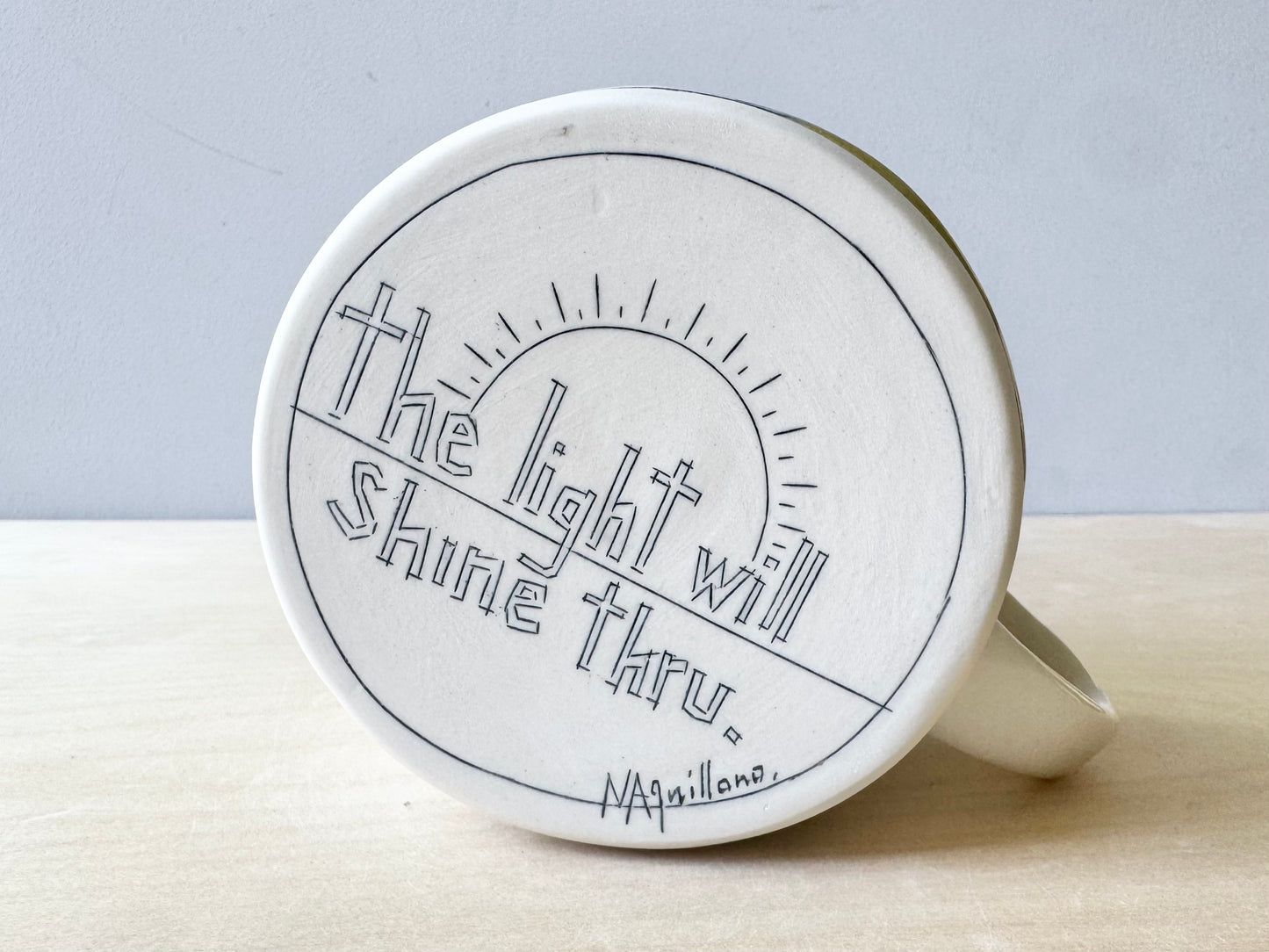 "Be the glue, the light will shine thru" Extra Large Mug (32 oz)